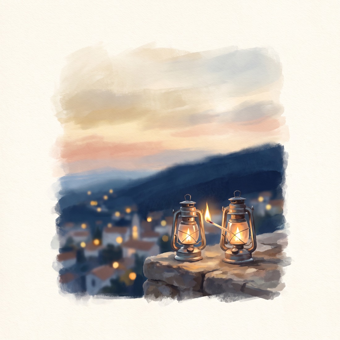 Two lanterns sharing their light